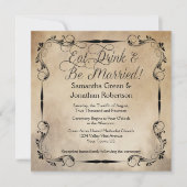 Rustieke Eet Drink Wees getrouwd Bruiloft Kaart (Voorkant)