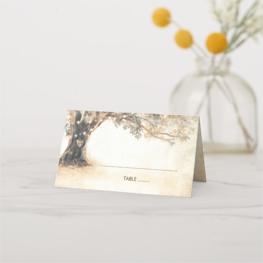 Rustieke eiken boom en gesneden hart bruiloft (Voorkant)