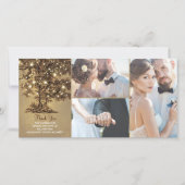 Rustieke eiken boom lichten bruiloft dank u bedankkaart (Voorkant)