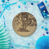 Rustieke eiken boom string lichten papieren bordje (Feest)