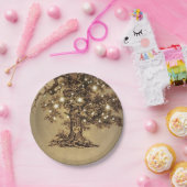 Rustieke eiken boom string lichten papieren bordje (Feest)