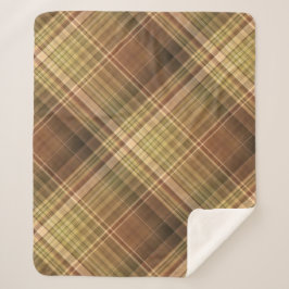 Rustieke eiken bruin en olijfgeruite sherpa deken