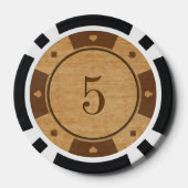 Rustieke eiken hout casino stijl poker chips (Achterkant)