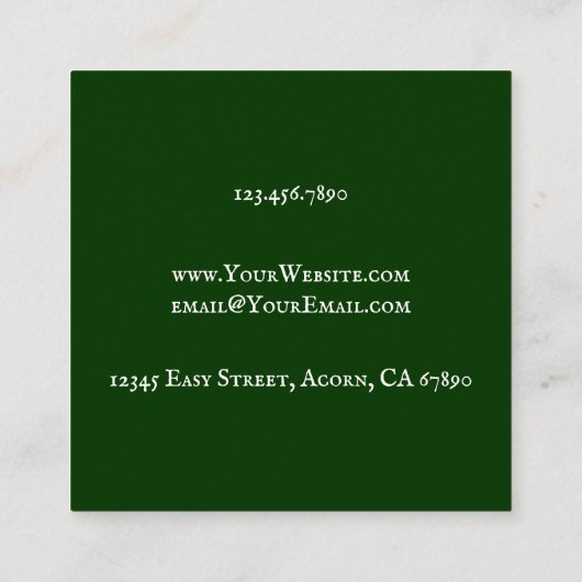  rustieke eikenboom Custom Vierkante Visitekaartje (Achterkant)