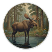 Rustieke elanden boho bos groen keramische knop (Voorkant)