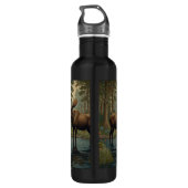 Rustieke elanden boho bos groen waterfles  (Achterkant)