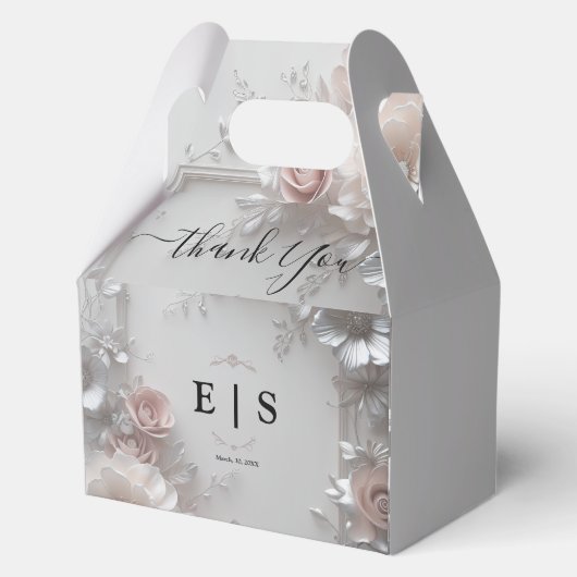 Rustieke Elegante 3D Bloemen Huwelijk Bedankdoosjes (Voorkant)