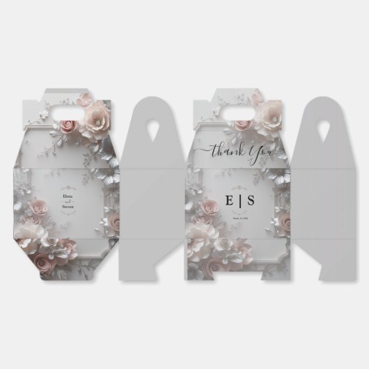 Rustieke Elegante 3D Bloemen Huwelijk Bedankdoosjes (Ongevouwen)