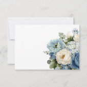 Rustieke Elegante Blauwe Hydrangea Ivoor Roos Wedd RSVP Kaartje (Achterkant)