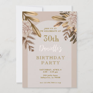 Rustieke Elegante Bloemen 30ste Verjaardag Uitnodi Kaart