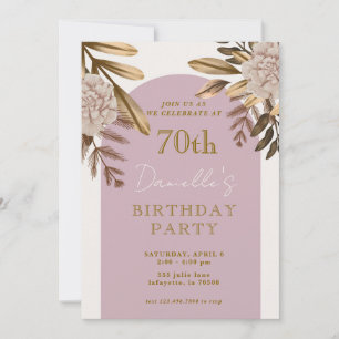 Rustieke Elegante Bloemen 70ste Verjaardag Uitnodi Kaart