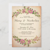 Rustieke Elegante  Bloemenbruiloft Uitnodiging (Voorkant)
