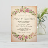 Rustieke Elegante  Bloemenbruiloft Uitnodiging (Staand voorkant)