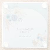 Rustieke Elegante Boho Dusty Blue Pampas bruiloft Glazen Onderzetter (Achterkant)