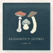 Rustieke Elegante Bos Wilde Paddenstoelen Bruiloft Glazen Onderzetter (Voorkant)