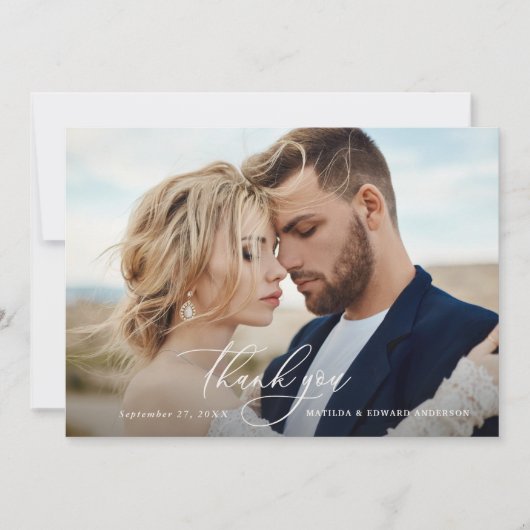 Rustieke elegante bruiloft dank u botanische bedankkaart (Voorkant)