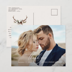 Rustieke elegante bruiloft dank u botanische uitnodiging briefkaart