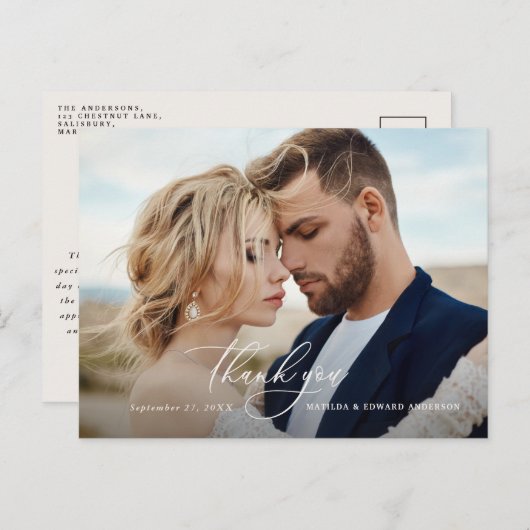 Rustieke elegante bruiloft dank u botanische uitnodiging briefkaart (Voorkant / Achterkant)