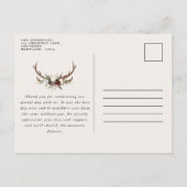 Rustieke elegante bruiloft dank u botanische uitnodiging briefkaart (Achterkant)