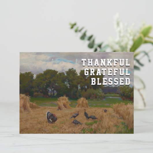 Rustieke elegante dankbare gezegende oogst feestdagenkaart (Staand voorkant)