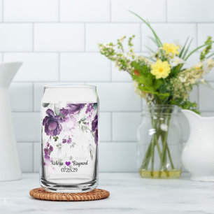 Rustieke Elegante Donker Paarse pioenen Blikvorm Glas