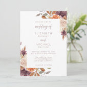 Rustieke Elegante Herfst Bloemen Huwelijksuitnodig Kaart (Staand voorkant)