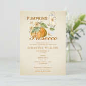Rustieke Elegante Herfst Pompoen Prosecco Vrijgeze Kaart (Staand voorkant)