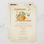 Rustieke Elegante Herfst Pompoen Prosecco Vrijgeze Kaart (Voorkant / Achterkant)