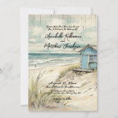  rustieke elegante kust strand bruiloft kaart (Voorkant)