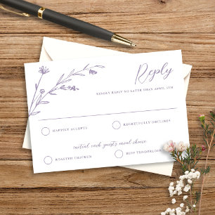 Rustieke Elegante Lavendel Wildflower bruiloft RSVP Kaartje