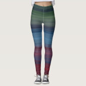 Rustieke Elegante Multicolor Blauwgroen Vrouwen Leggings (Voorkant)