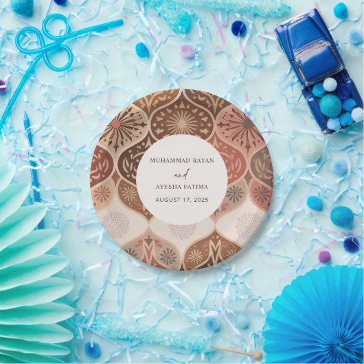 rustieke elegante Nikkah islamitische bruiloft Papieren Bordje (Feest)