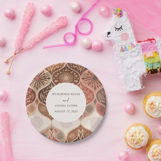 rustieke elegante Nikkah islamitische bruiloft Papieren Bordje (Feest)
