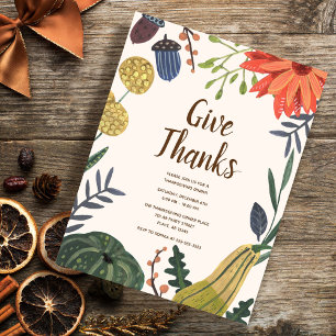 Rustieke Elegante Pompoen Thanksgiving Dinerfeest Briefkaart