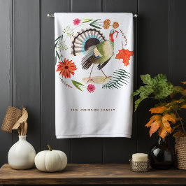 Rustieke Elegante Turkije Thanksgiving Botanisch Handdoek