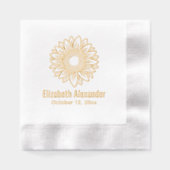 Rustieke Elegante Zonnebloem Bloom #5 Naam Datum Folie Servetten (Voorkant)