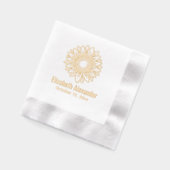Rustieke Elegante Zonnebloem Bloom #5 Naam Datum Folie Servetten (Links)