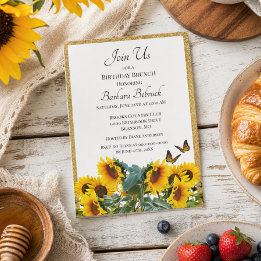 Rustieke Elegante Zonnebloem Verjaardags Brunch Kaart