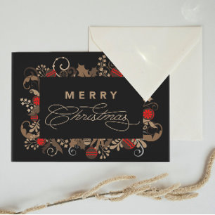 Rustieke & Elegante Zwarte Prettig Kerstmis Callig Briefkaart