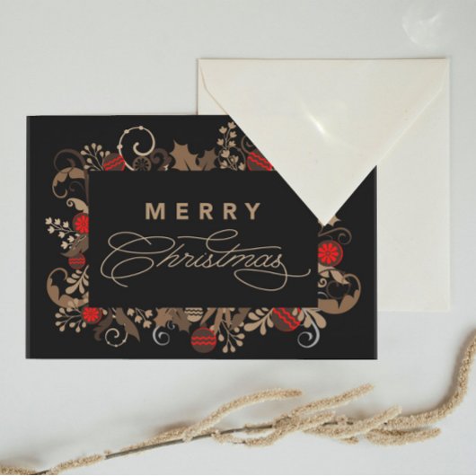 Rustieke & Elegante Zwarte Prettig Kerstmis Callig Briefkaart