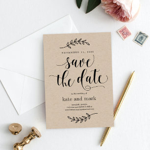 Rustieke Elegantie BEWERKBARE KLEUR Save The Date Bedankkaart