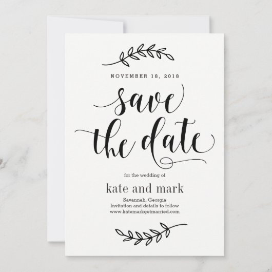 Rustieke Elegantie BEWERKBARE KLEUR Save The Date Kaart (Voorkant)