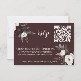 Rustieke Elegantie Bourgogne & Crème Bloemen RSVP Kaartje