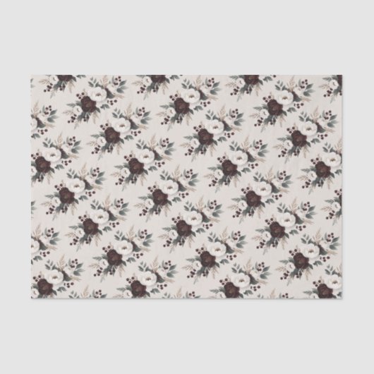 Rustieke Elegantie Bourgondië Bloemen Huwelijk Tissuepapier (Voorkant)