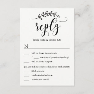 Rustieke Elegantie Huwelijks RSVP met Menu Opties Kaart
