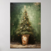 Rustieke Elegantie Kerstboom in een kleipot Poster (Voorkant)