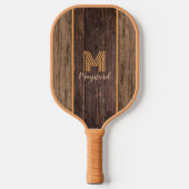 Rustieke Elegantie Monogram Houten Textuur Pickleball Paddle (Voorkant)