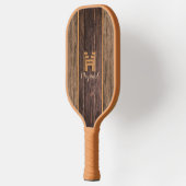Rustieke Elegantie Monogram Houten Textuur Pickleball Paddle (Links)