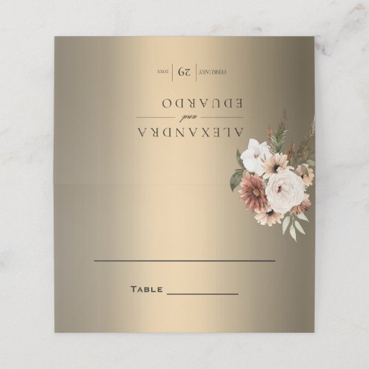 Rustieke Elegantie Wildbloemen op gouden bruiloft (Buitenkant ongevouwen)