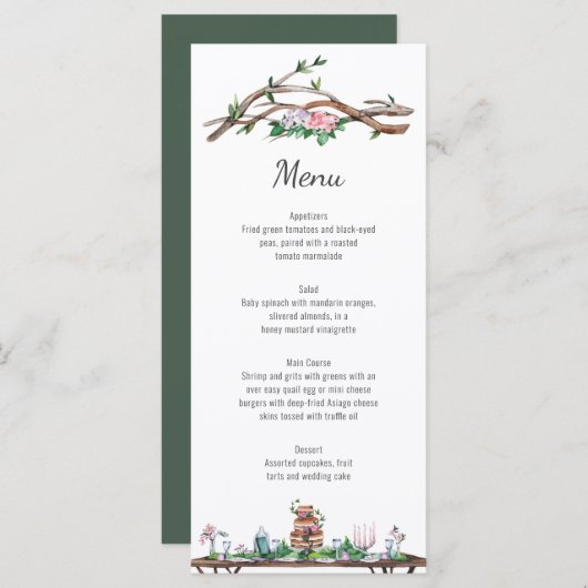 Rustieke Elegantie Woodland Wedding Menu (Voorkant / Achterkant)